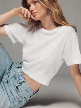 NWT Pilcro by Anthropologie Banded Crop Bubble Tee Size S